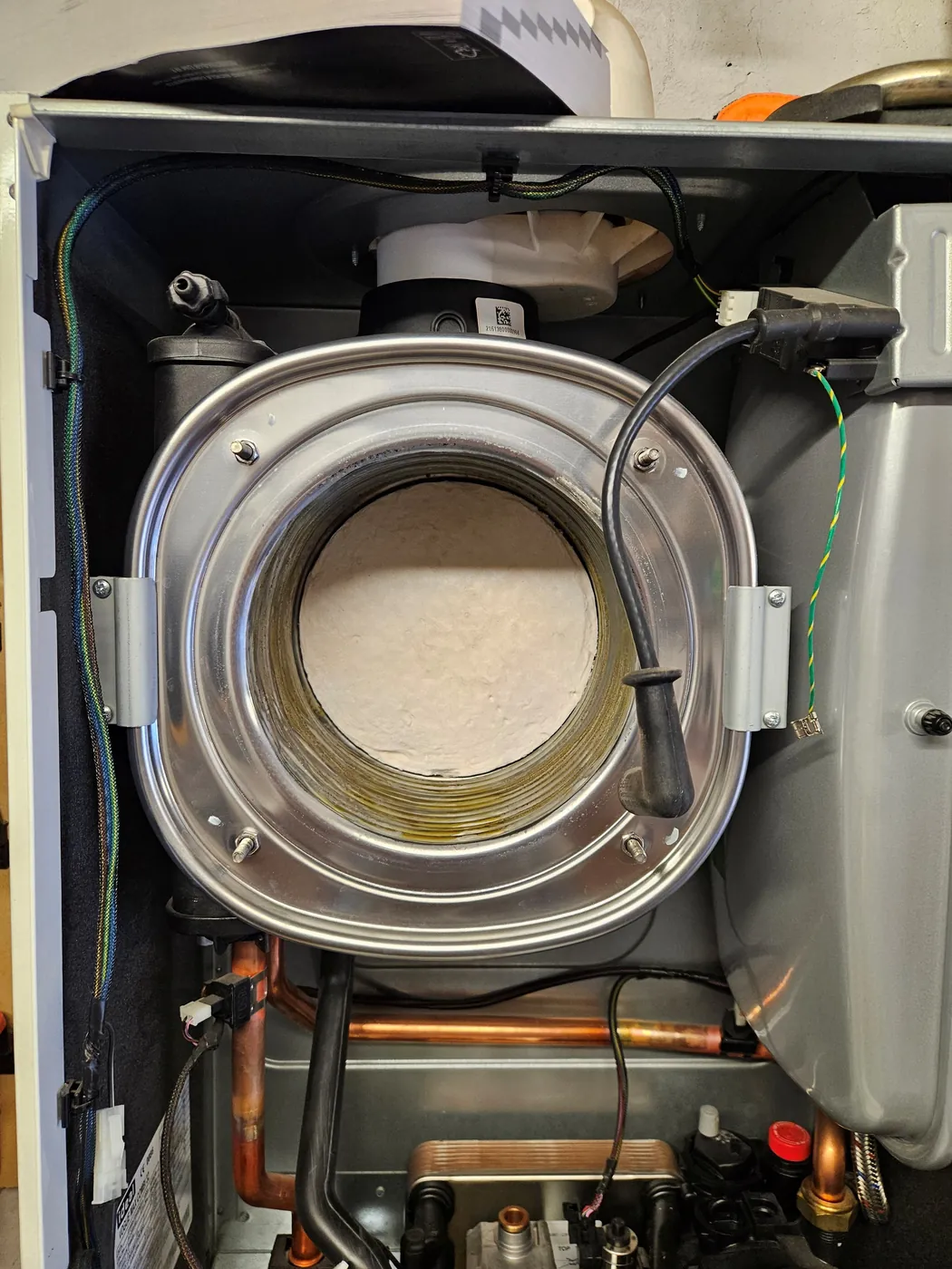 Boiler heat exchanger during servicing