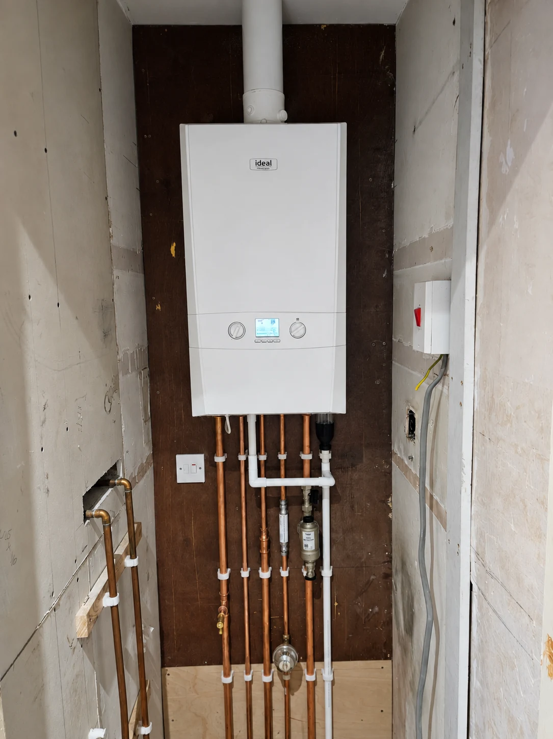 A professionally installed Ideal boiler and pipework by MRG Plumbing and Heating